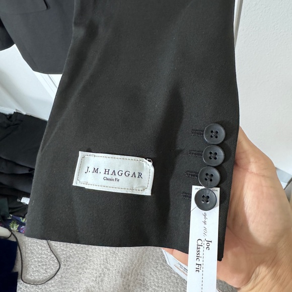 J.M.HAGGER Classic Fit Suit Jacket Blazer 44L Premuim Stretch Solid Black Blazer - Picture 3 of 5